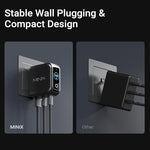 Side view of high speed travel charger showcasing sleek premium matte black finish