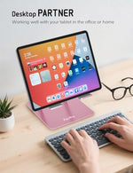 Ergonomic metallic desk stand showcasing the open hollow back design for ventilation cooling