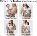Parent wearing Yemkezo baby carrier in chest position