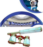 Genius Antique Handicrafts turquoise blue finish theater glasses top view showing brass details