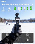 LKTOP 5000mAh portable battery handle charger rear view highlighting the 22.5W fast charging port