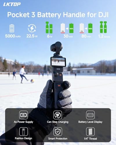 LKTOP 5000mAh portable battery handle charger rear view highlighting the 22.5W fast charging port