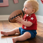 ABAJI kids American football showing the included hand pump and needle