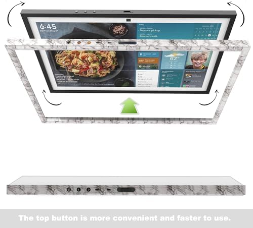 HOOKMEMO magnetic touch stylus pen and remote control cover attached neatly to the side of the marble frame.