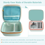 Removable mesh pockets filled with children audiobook cards inside the protective carrier