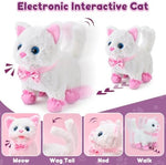 White plush cat toy with pet care accessories set