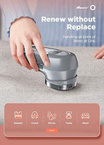 Bymore dual power lint remover being used on a woolen sweater.