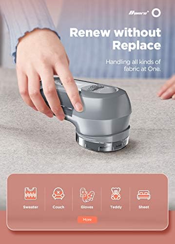 Bymore dual power lint remover being used on a woolen sweater.