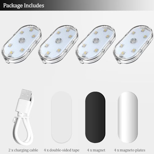 Zosppei automotive interior light kit demonstrating touch control activation by tapping the center lens