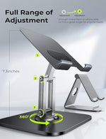 Aluminium alloy desktop tablet holder showing three hundred and sixty degree rotation