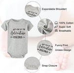 Blinking Stars pure cotton grey baby bodysuit featuring stylized typography.