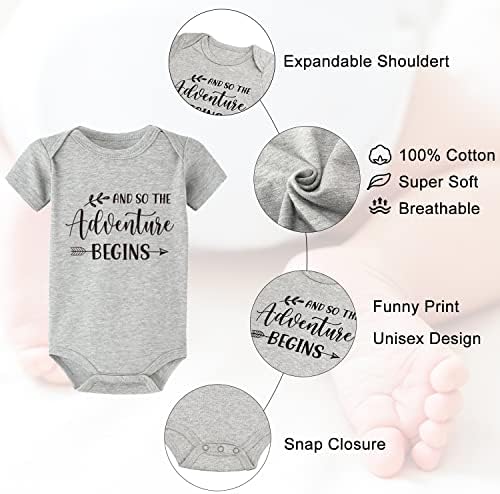 Blinking Stars pure cotton grey baby bodysuit featuring stylized typography.