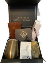 Boxzie appreciation gift box front view with curated gratitude items.