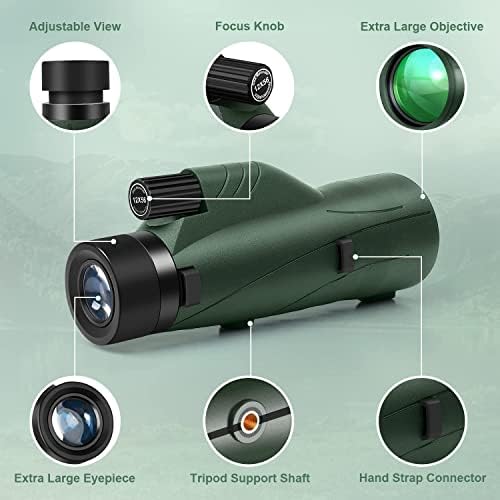OXK Optics monocular kit including the green optical scope adjustable tripod smartphone mount and protective travel bag.