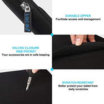 Lacdo black neoprene tablet cover showcasing sleek profile with magic keyboard inside