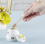Kate Aspen Sweet as Can Bee Ceramic Mini Honey Pot with Wooden Honey Dipper (3.4 oz) Honey Jar, Bee Decor, White/Yellow (23261WT) - Image 4