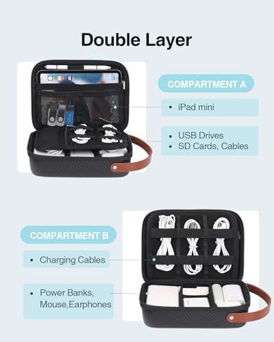 Luxtude tech bag interior compartment with cables and chargers organized