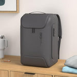 BANGE tech business backpack showcasing the built-in zinc alloy TSA combination lock