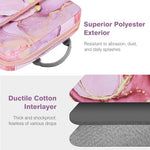 Dadanism crossbody tablet pouch demonstrating the comfortable single top handle grip.