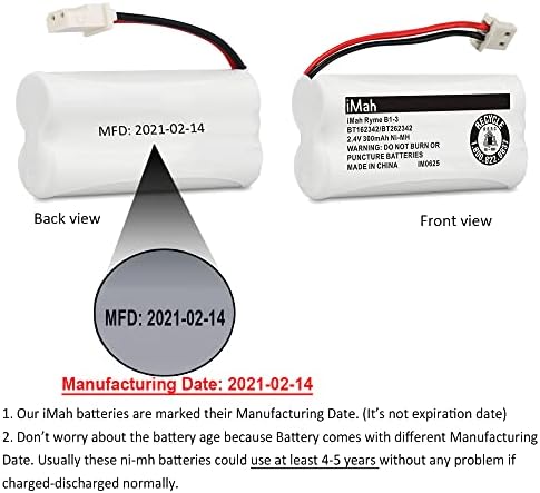Two pack of rechargeable iMah replacement batteries for household landline telephones.