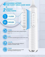 UNINGOPI teeth cleaning kit accessories including six replacement heads and charging cable.