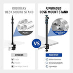NEEWER overhead camera desk mount with ring light attached for vlogging