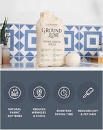 GroundLuxe organic laundry balls reducing static and wrinkles on clean bedding
