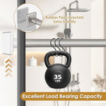 Haryaers tension rod installed in a modern bathroom shower