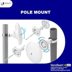 Ubiquiti airMAX technology network link devices demonstrating compact design and integrated signal noise isolation features