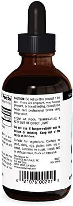 Side view of Source Naturals 10 PPM Colloidal Silver liquid supplement detailing product ingredients and manufacturing info