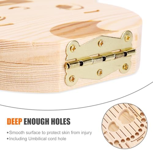NASHRIO Baby Tooth Box Wooden Kids Keepsake Organizer Gift for Baby Teeth, Cute Children Tooth Container with Tweezers to Keep the Childwood Memory (Boy) - Image 4
