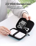 ORICO shockproof hard drive carrying bag opened showing internal elastic strap and mesh organizer pocket.