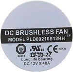 WLQTKST graphics card cooling fans back view detailing the twelve volt point forty ampere label