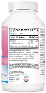 21st Century Calcium 500 Plus Extra D3 caplets close up view