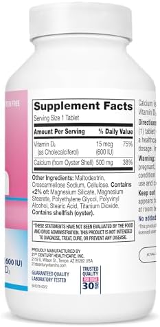 21st Century Calcium 500 Plus Extra D3 caplets close up view
