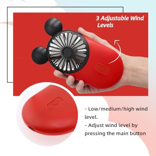 DecoLife rechargeable portable personal fan with built-in LED light glowing softly