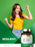 Carlyle Vitamin E 1000 IU package dimensions and product description view