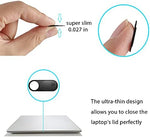 Finger sliding the black webcam cover open and closed on a tablet computer camera lens