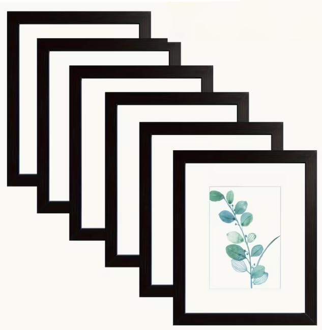 Seseat set of 6 picture frames with wood finish for wall gallery