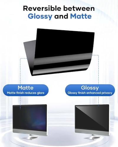 DMFXNBLM 24 Inch Monitor Privacy Shield demonstrating the blue light blocking eye protection feature.
