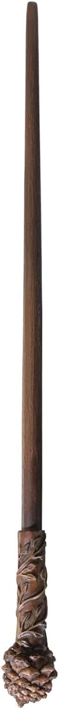 Detailed view of the carved pinecone handle on the Bunty character wand