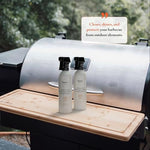 Back label of Bayes stainless steel grill cleaner displaying ingredients and usage directions.