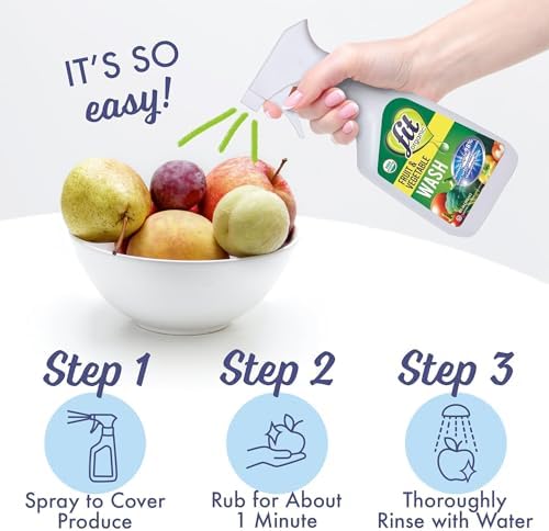 Fit Organic spray bottle being used on fresh apples