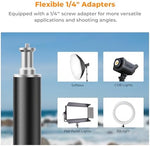 K&F Concept heavy duty lighting tripod showing the 180 degree adjustable 1 quarter inch screw stud setup.