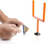 Triangular foam football toys designed for finger flicking indoor sports play.