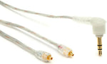 Shure clear replacement cable showing 3.5 millimeter audio plug