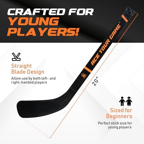 Ace Hockey mini goal post and net assembly layout for quick family game setup.