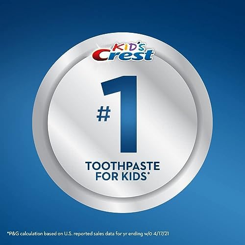 Back of Crest kids toothpaste pack showing ingredients and fluoride info