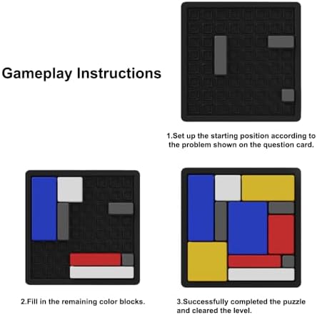 Bazuo educational block puzzle showcasing the illustrated challenge booklet with multiple levels.