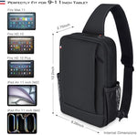 NBOXUMG tablet sleeve organizer view demonstrating multiple pockets holding cables and smartphone accessories.